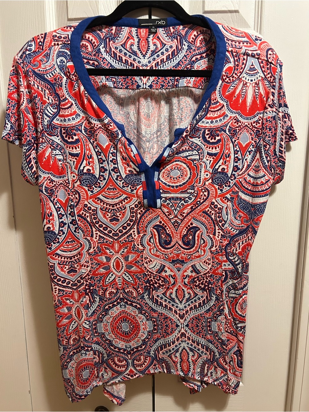 RXB Red & Navy Paisley Short-Sleeve Tee